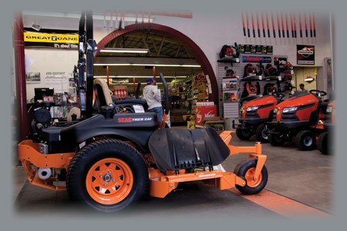 Mowers and outdoor power equipment in the Nicholson showroom